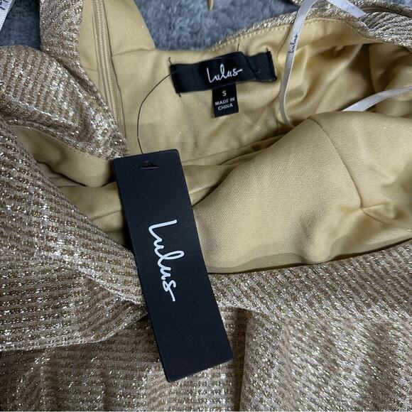 NEW Lulus Apryl Mae Gold Skater Dress Size Small - Picture 12 of 12